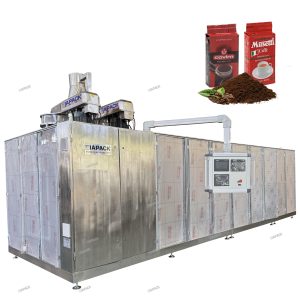 Automatinis dviejų kamerų plytų vakuuminių maišelių formavimo ir užpildymo pakavimo aparatas