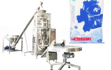 druskos vertikalios formos pripildymo plombos mašina su tūriniu indu