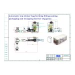 Mūsų klientas užsako automatinį plokščią dugną maišelį su viršutiniu lipdukų maišeliu, formuojančiu užpildymo sandarinimo pakuotės vyniojimo liniją