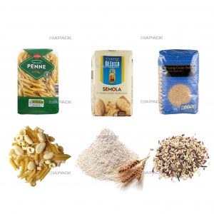 Automatinis plokščiadugnis maišelis, formuojantis užpildymo ženklinimo pakuotę grūdams